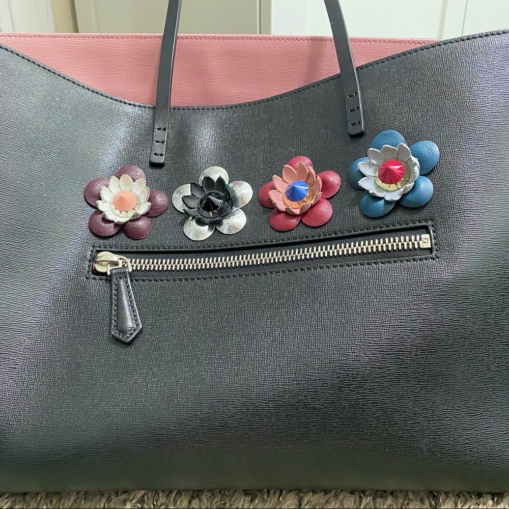 Authentic Fendi Vitello Elite Flowerland Medium Roll Tote